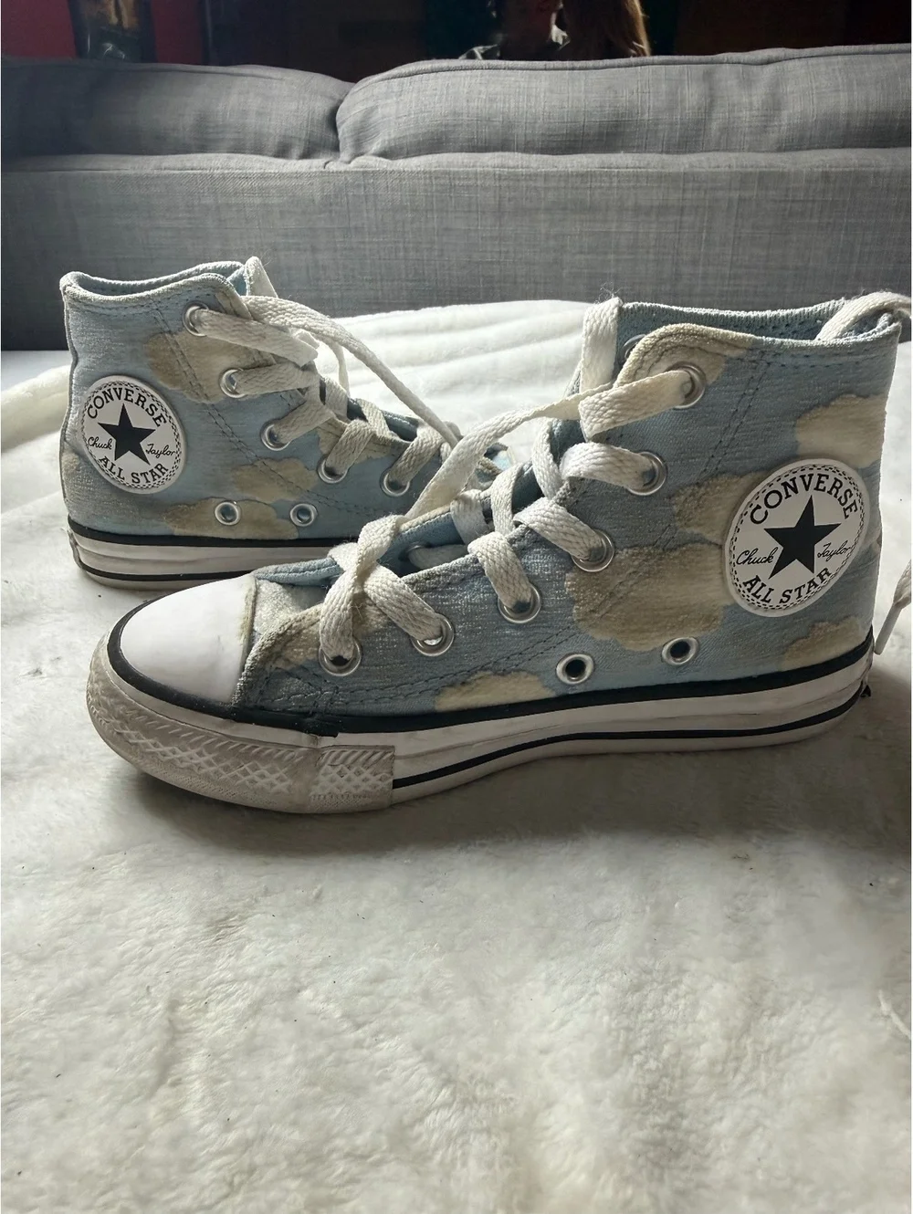 Converse Chuck Taylor All Star High Top Sneakers in Blue with Cloud Pattern